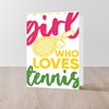 CafePress Tennis Girl Player Loves Tennis Rac Greeting Cards Folded