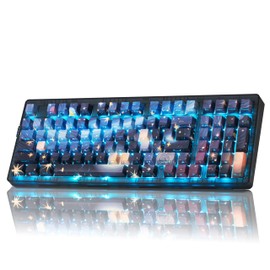 ZORNHER ZH980 Wireless Mechanical Gaming Keyboard,95% Blue Creamy Keyboard with Number Pad,Van Gogh's Starry Night Dye Sublimation PBT Keycaps,Pre-lubed Linear Switches,Hot-Swappable,RGB Backlit