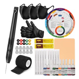 Hand Poke Stick Tattoo Kit Pen Kit Anself Hand Poke and Stick Tattoo Pen Ink Cup 1 3 5 7 9RL Needles Set Includes with Bandages for Tattoo Artists Beginners