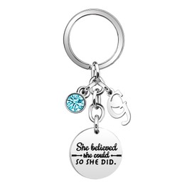 Inspirational Gift Key Chains "She Believe She Could So She Did"Encourage Key Rings for Her Women Girls Sister BFF Best Friends Bestie Colleague Graduation Birthday Christmas Anniversary Key Chain (G)