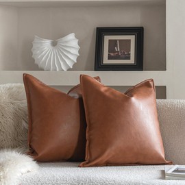 Neelvin Faux Leather Decorative Throw Pillow Covers Modern Solid 12x20 inch Set of 2 Pillowcase Cushion Case for Bed Sofa Couch