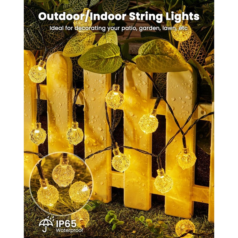 Solar String Lights Outdoor 60 LED 36FT with 8 Lighting