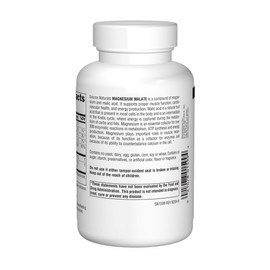 Source Naturals Magnesium Malate 3750 mg Per Serving Essential Magnesium Malic Acid Supplement - 100 Capsules