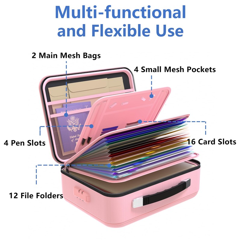 TIGERKING Fireproof Document Box Hard Case with Water-Resistant Zipper, Fireproof