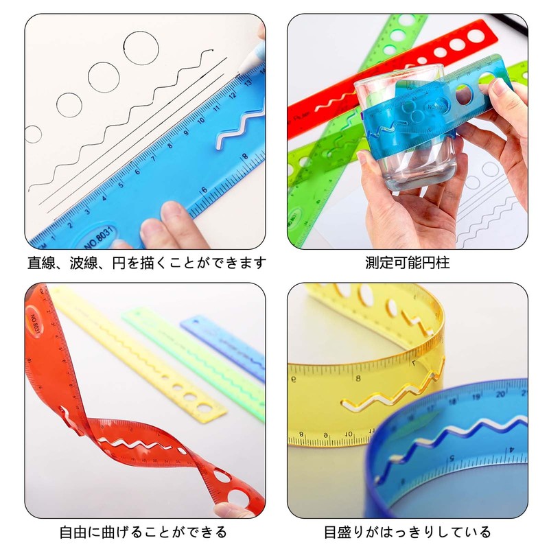 PAVIKE Cute Ruler, 11.8 inches (30 cm) Straight Ruler, 4