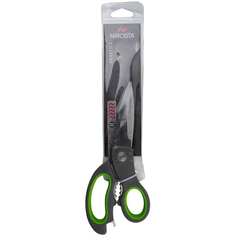 Nirosta Super Scissor Praktika with Opener 23cm, Stainless Steel Grey/Green,