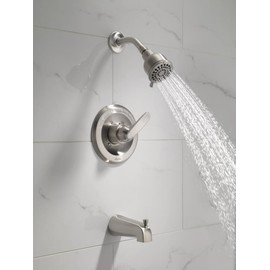 Delta Foundations 13 Series 2-Spray Bathtub and Shower Faucet Set, Brushed Nickel Shower Head and Handle Set, Valve Trim Kit, Stainless BT13410-SS (Valve Not Included)