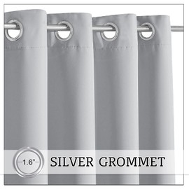 RYB Home Waterproof Outdoor Curtains - Blackout Curtains Privacy Shades Thermal Insulated Blinds for Patio Door Gazebo Cabana Carport Pergola Canopy, W 52 x L 95 inch, 1 Pc, Light Grey