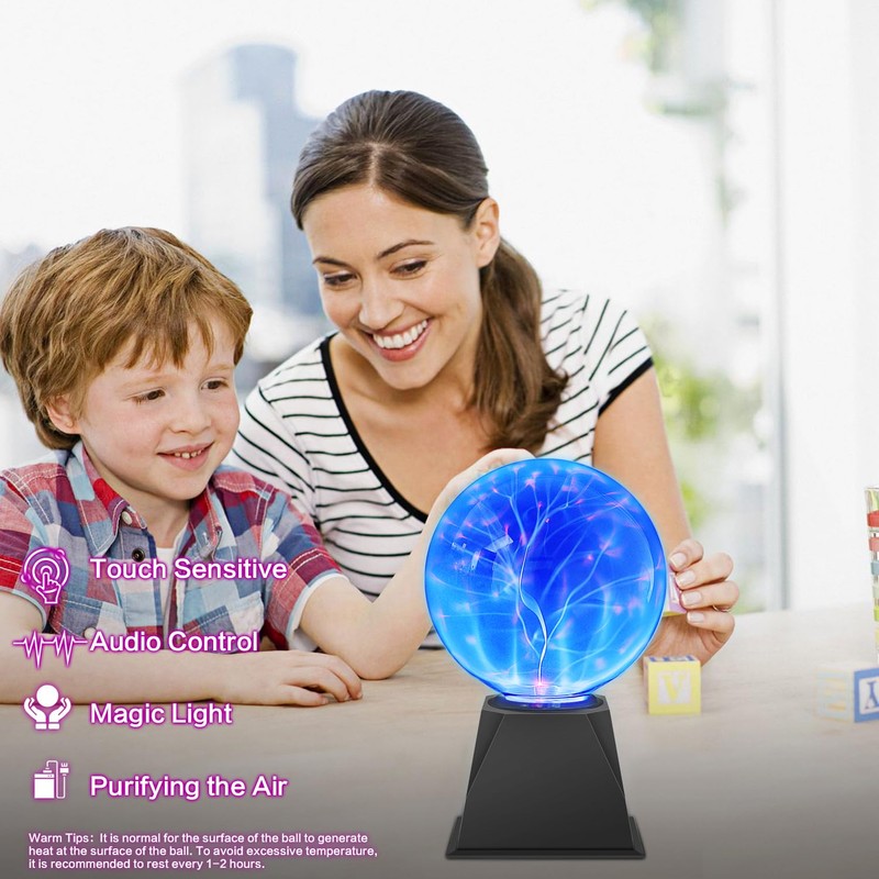 6 Inch Magic Plasma Ball, Electrostatic Ball, Touch Sensitive Flash
