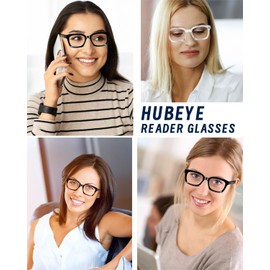 Hubeye 3 Pack Oprah Style Oversized Reading Glasses for Women Men Blue Light Blocking, Ladies Stylish Retro Square Large Computer Readers+3.5