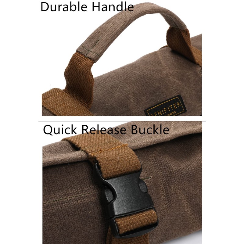 Tool Roll Bag, Durable, Waxed Canvas, Tool Roll Bag, Multi-Purpose
