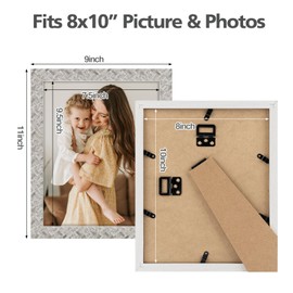 Golden State Art 8x10 Picture Frame Set of 3, Rustic Farmhouse Photo Frames with Plexiglass for Wall and Tabletop Display, Weaving Gray