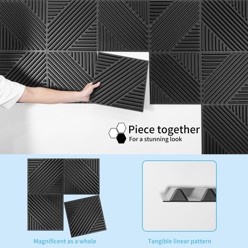 Art3d 33-Pack 3D Wall Panels for Interior Wall Decor, Textured
