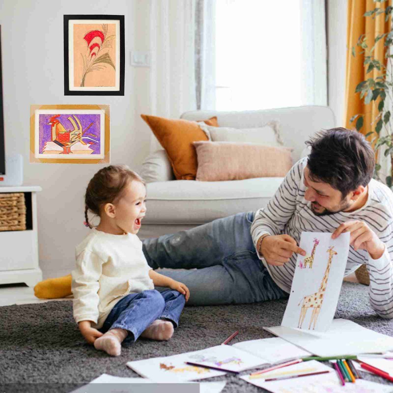 Wooden photo frame table oil painting storage box Kids Art