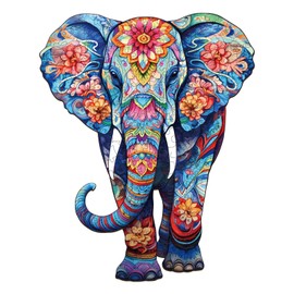 Wooden Puzzle Adults, 210 Pieces Elephant Wooden Puzzle Adults, 27.3 x 34 cm Wooden Puzzle, Irregular Unique Puzzle, Wooden Puzzle Animal Shape, Wooden Puzzle with Wooden Gift Box