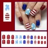24Pcs Independence Day Press on Nails Short Square Fake Nails