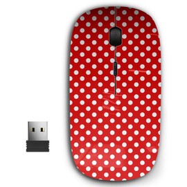 KAWAMOUSE 2.4G Ergonomic Portable USB Wireless Mouse for PC, Laptop, Computer, Notebook with Nano Receiver (Polka Dot)