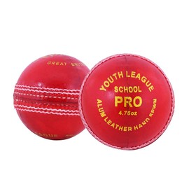 Kosma Pack of 2 Leather Cricket Ball Youth League Alum Tanned Leather - 4-Piece Construction Hand Stitched 4.75oz | Leather Cricket Coaching Ball | Match-Quality Ball | Color: Red