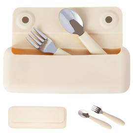 ASOMIC 316 Stainless Steel Utensils Set with Silicone Handle & Travel Case for Toddlers & Kids, Children Spoon, Fork & Case for Daycare, Preschool, School & Baby Meals – BPA-Free, Dishwasher Safe