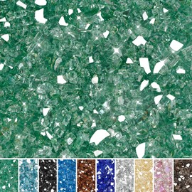 Skyflame 10-Pound Fire Glass for Fireplace Fire Pit and Landscaping, 1/4-Inch Light Green Reflective