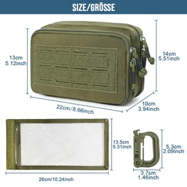 MUCHER Molle Bag, Double Layer Tactical Bag, EDC Molle Pouch, Molle Accessories, Admin Bag, Tactical Waist Bags, Belt Bag for Camping, Hiking (Green)