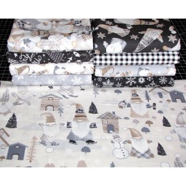 Timeless Treasures Christmas Woodland Gnomes Fabric Fat Quarter Set 9 FQ Cotton Timeless Treasures
