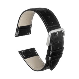 uxcell Quick Release Genuine Leather Watch Band 24mm Embossed Pattern Leather Watch Strap Replacement for Men Women, Black