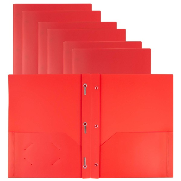 Dunwell Pocket Folders with Prongs - (Red, 12 Pack, 2