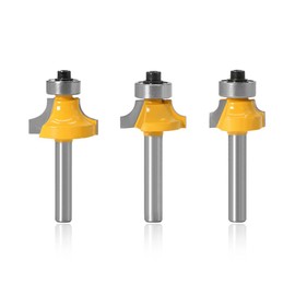 Mesee Pack of 3 Round Over Milling Cutter Bits, 8 mm Shank Router Bits, Rounding Cutter Standard Milling Cutter Set, Edge Router Bit with Ball Bearing for Woodworking Tool Tungsten Carbide Cutter