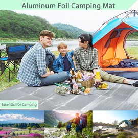 Aluminum Foil Camping Mat Foam Foil Waterproof Cushion Foldable Outdoor Sleeping Mattress Insulated Footprint Pad for Camping Foam Pad Insulating Foil Mat with Carrying Bag (118.1" x 78.7")
