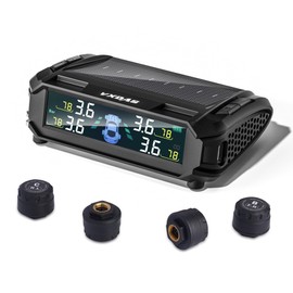 VXDAS RV Accessories Tire Pressure Monitoring System, Wireless Solar TPMS with 4 Sensors & 4 Alarm Modes, Tire Pressure Monitor with LCD Display & Auto Sleep/Wake-up Mode, Easy to Install for RV