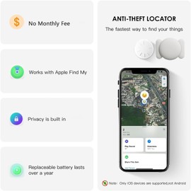 Hongtop Tracker Device for Vehicles,No Subscription GPS Car Tracker Works with Apple Find My(iOS Only),Anti-Lost Car Locator,Mini Hidden Car Tracker with Magnetic Case-White,2PCS