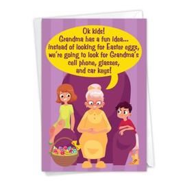 Grandma's Fun Idea: Hilarious Easter Greeting Card With a forgetful grandmother, with Envelope. C6764EAG