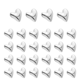 Pack of 40 Fridge Magnets, Heart, Cute Fridge Magnets, Love Heart, Decorative Magnets, Small Cute Whiteboard Magnets for Home, Kitchen, Cabinet, Car Decoration (Silver)
