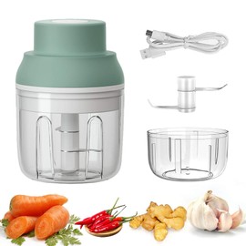 Electric Garlic Chopper, Kenpiko Powerful Mini Chopper, Rechargeable Electric Mini Garlic Chopper for Vegetable/Onions/Meat/Salad, 250ML/100ML, 2 Stainless Steel Blade, Waterproof, BPA Free