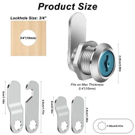 QBXMY7 2 pcs Mailbox Locks, Mailbox Lock 16 mm, Comes with 4 Different Lock Plates, Security Mailbox Lock, cam Lock, Lever Lock, Lever Lock for mailboxes, Cupboard Doors