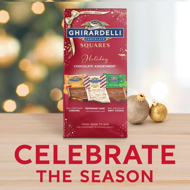 Ghirardelli Limited Edition Holiday Chocolate Assortment Squares, 7.9 oz Bag