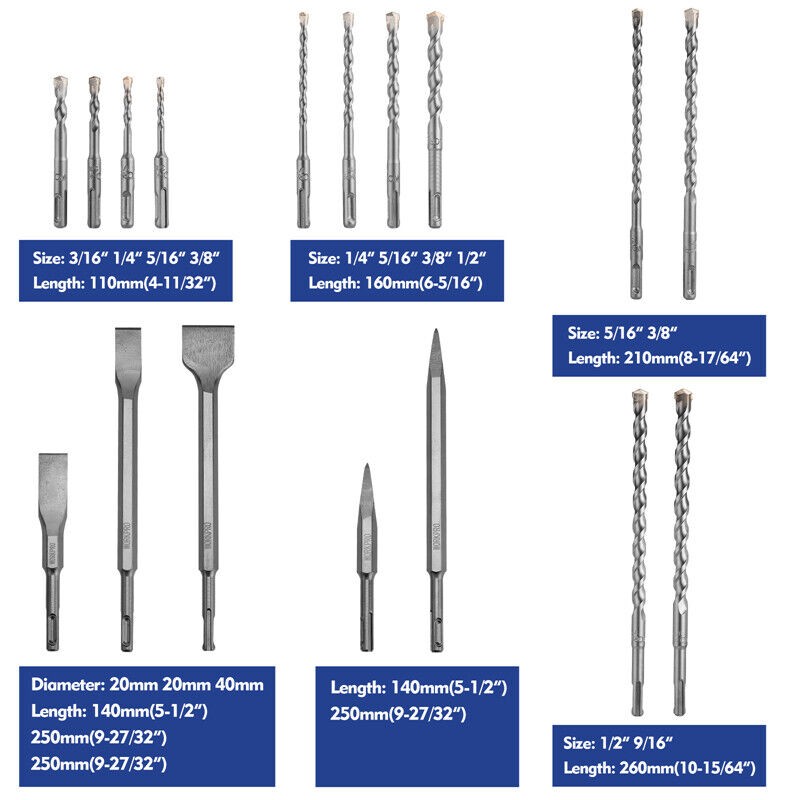 WORKPRO 17-Piece SDS-Plus Rotary Hammer Drill Bits Chisel Set High-Quality