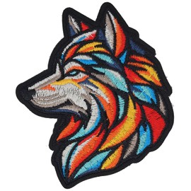 MACOCO Tactical Wolf Hook and Loop Patch – Colorful Wolf Embroidered Morale Patch for Jackets, Bags, Hats, Backpacks, Tactical Gear & DIY Projects – 9CM, Washable, Sew-On
