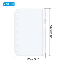 PATIKIL A6 Binder Pockets, 10 Pack PVC Zipper 6 Ring Binder Pouch Folder for Document Waterproof Filing Storage Loose Leaf Bag for 6 Ring Notebook Binder, Clear