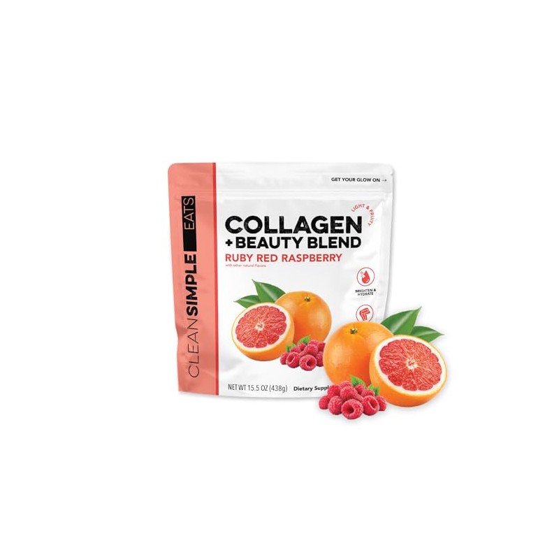 Clean Simple Eats Collagen + Beauty, Ruby Red Raspberry 30