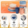 Wheat Straw Dinnerware Sets,64-Piece Plates and Bowls Sets for 8-Unbreakable,Reusable