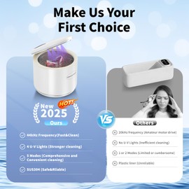 Marivok Ultrasonic Retainer Cleaner, 44kHz Dental Cleaning Pod, 220ML Ultrasonic Cleaner Machine for Retainers, Aligners, Dentures, Mouth Guards, Braces, Jewelry, Watches, Toothbrush Heads