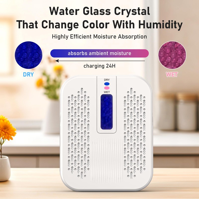 Rechargeable Small Dehumidifier, Portable Mini Dehumidifier for Bathroom, Highly Efficient