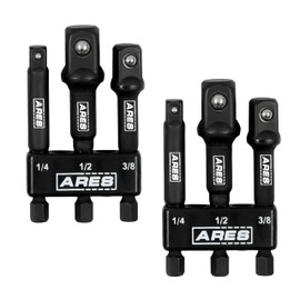 ARES 22048 – 2-Pack 3-Inch Impact Grade Socket Adapter Set - Turns Impact Drill Driver into High Speed Socket Driver - 1/4-Inch, 3/8-Inch, and 1/2-Inch Drive