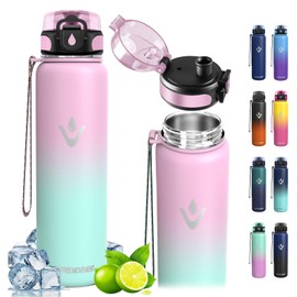 Vikaster Thermos Flask, 1000 ml Thermos Flask, BPA-Free Drinking Bottle, 1 Litre Thermos Flask, 1000 ml Stainless Steel Drinking Bottle for School, Sports, Bike, Camping, Fitness, Outdoor