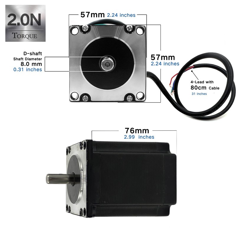 SOULUCK Nema 23 Stepper Motor 57x57x76mm Body 1.8 Stepper Angle
