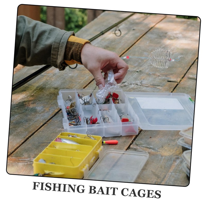 Mipcase 5pcs Small Stainless Steel Fishing Bait Trap Cage Durable