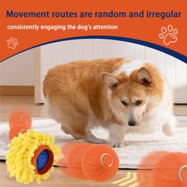 LELEAN Interactive Bouncing Ball for Dogs Automatic Smart Vibrating Toy Small Dog Ball Self Moving That Moves on Its Own Rotating Stimulating Pet Entertainment USB Rechargeable Orange