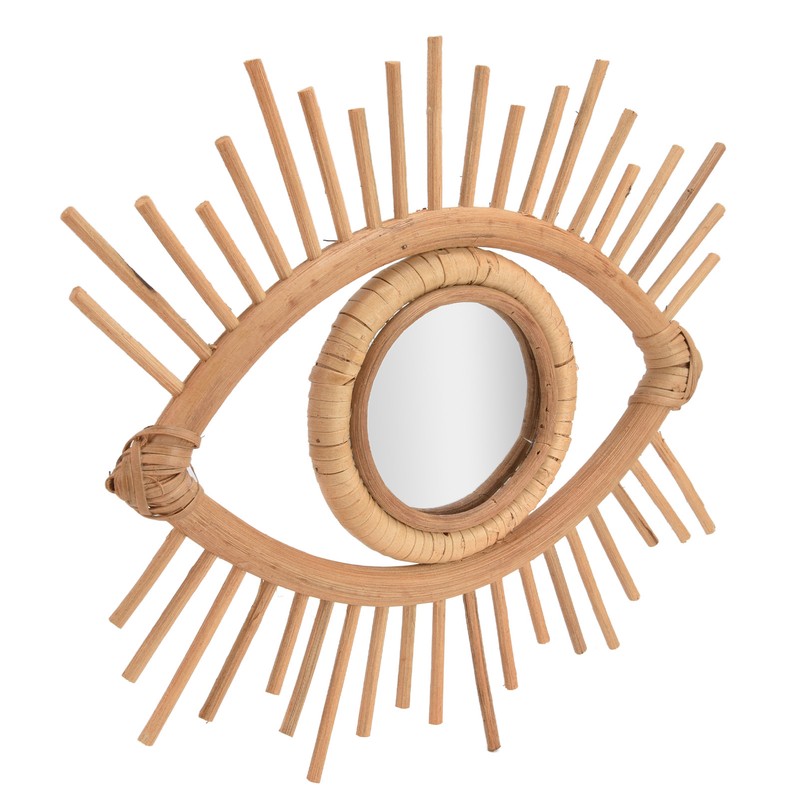 Nordic Makeup Mirror Rattan Woven Eye Shape Wall Hanging Mirror